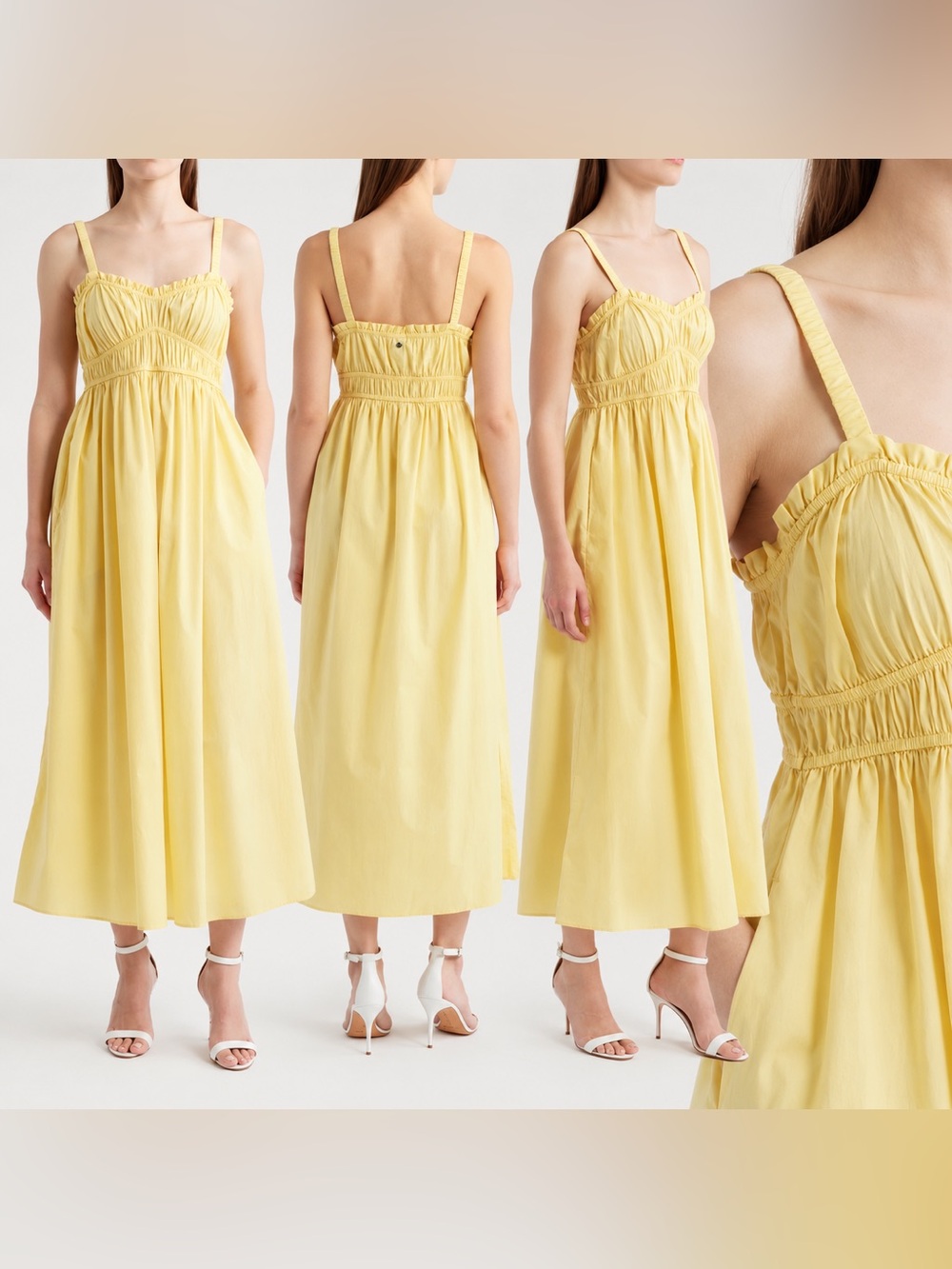 BOSS Hugo Boss Dalza Butter Yellow Cotton Maxi Sundress US 10 NWT $249